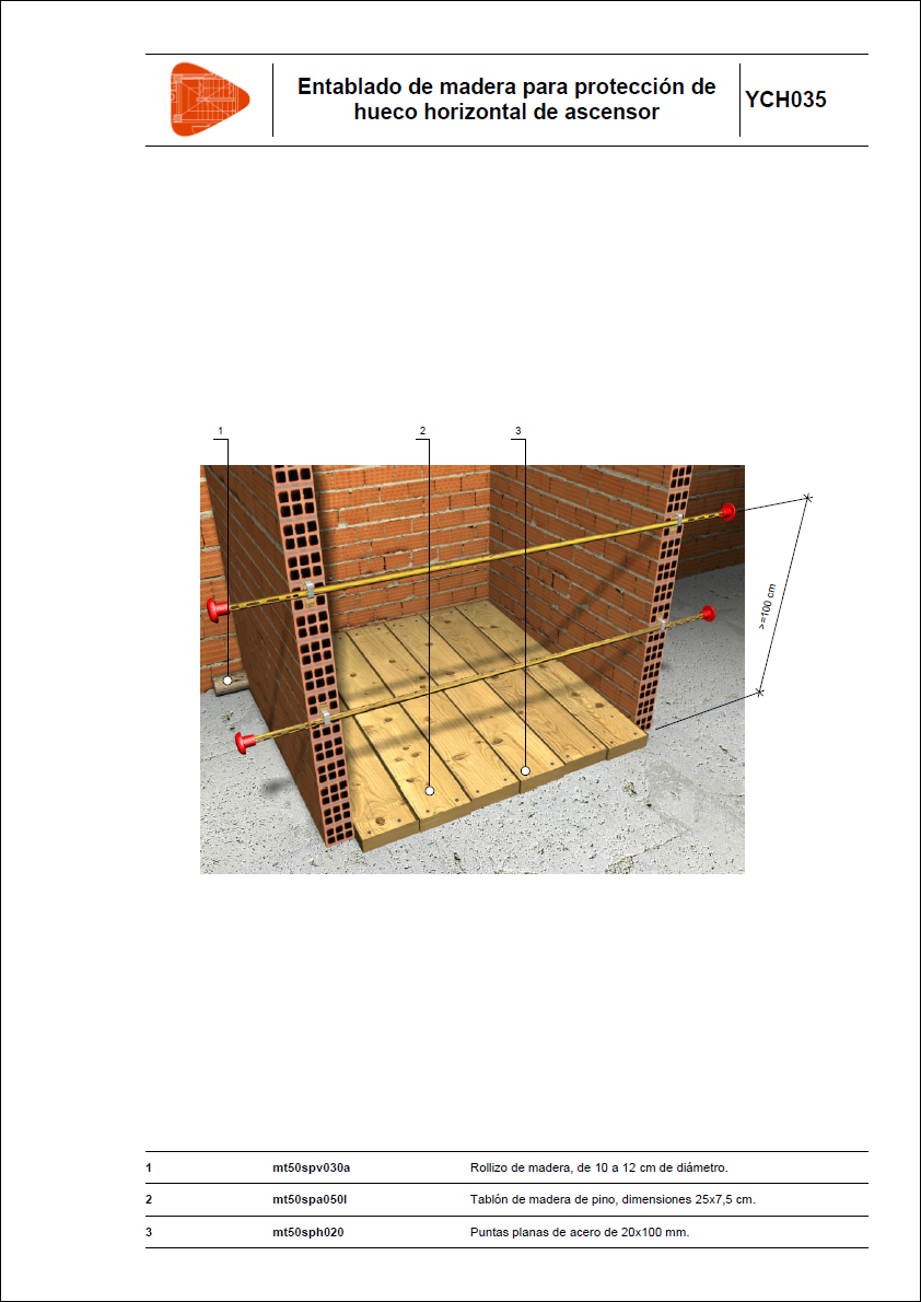 Entablado de madera para protección de hueco horizontal de ascensor